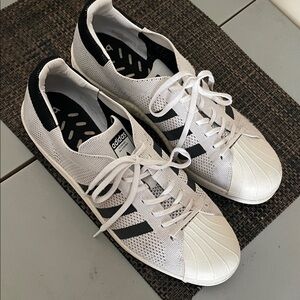 Adidas Superstar 80s Primeknit in white and black with a Boost sole